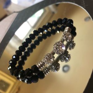 Black and silver beaded bracelet